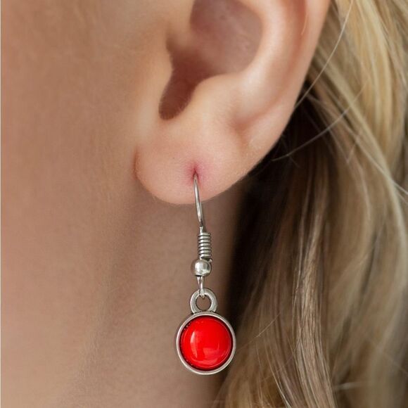 Silver color 3 tiered necklace with red bead accents - Picture 3 of 3